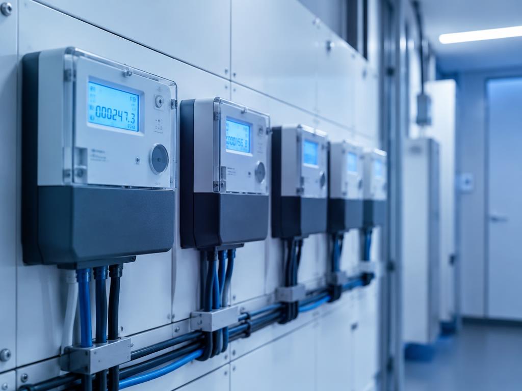 Illustrative connected energy meters in an apartment building